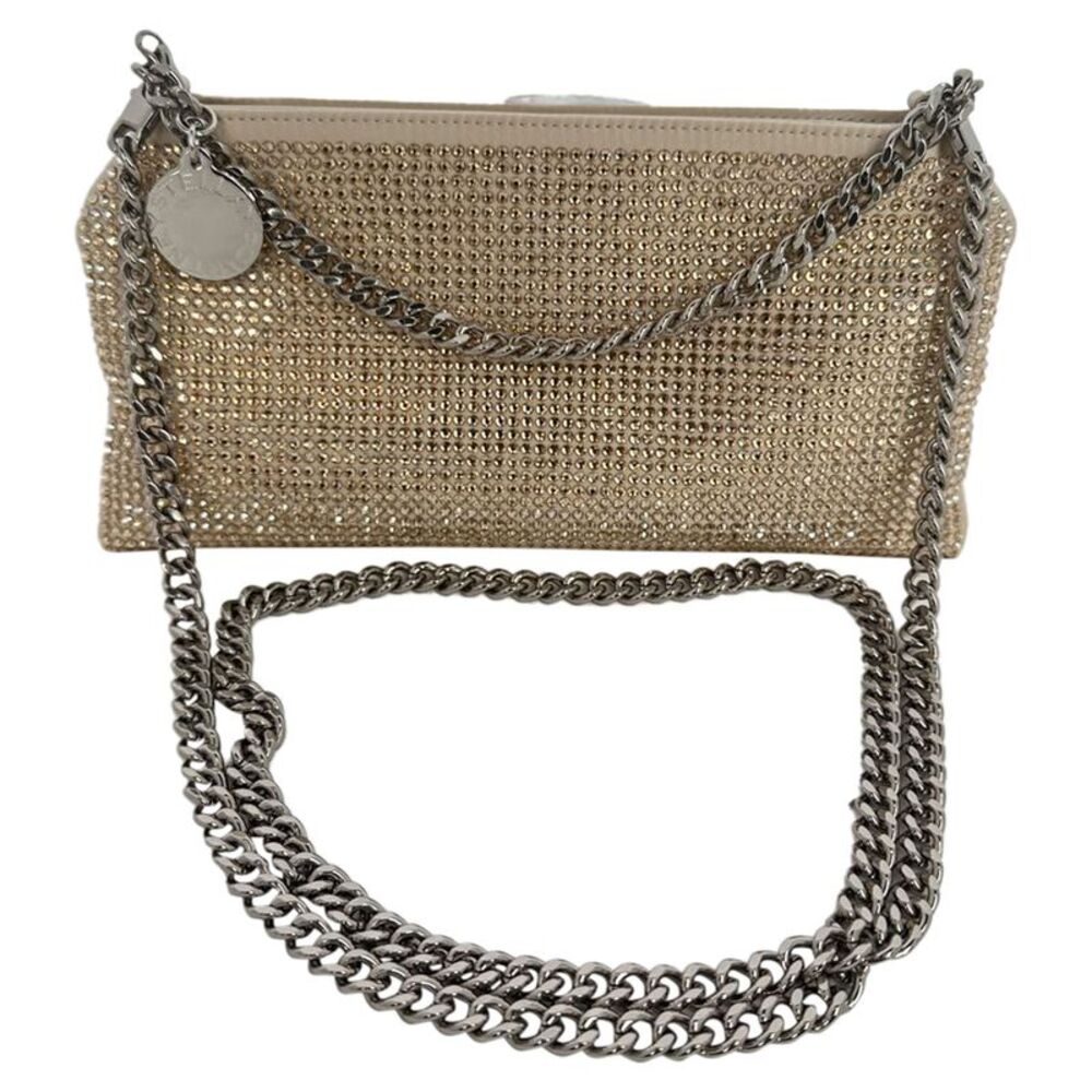 Stella McCartney Soft Crystal Embellished Mesh Clutch in Ivory Sequin